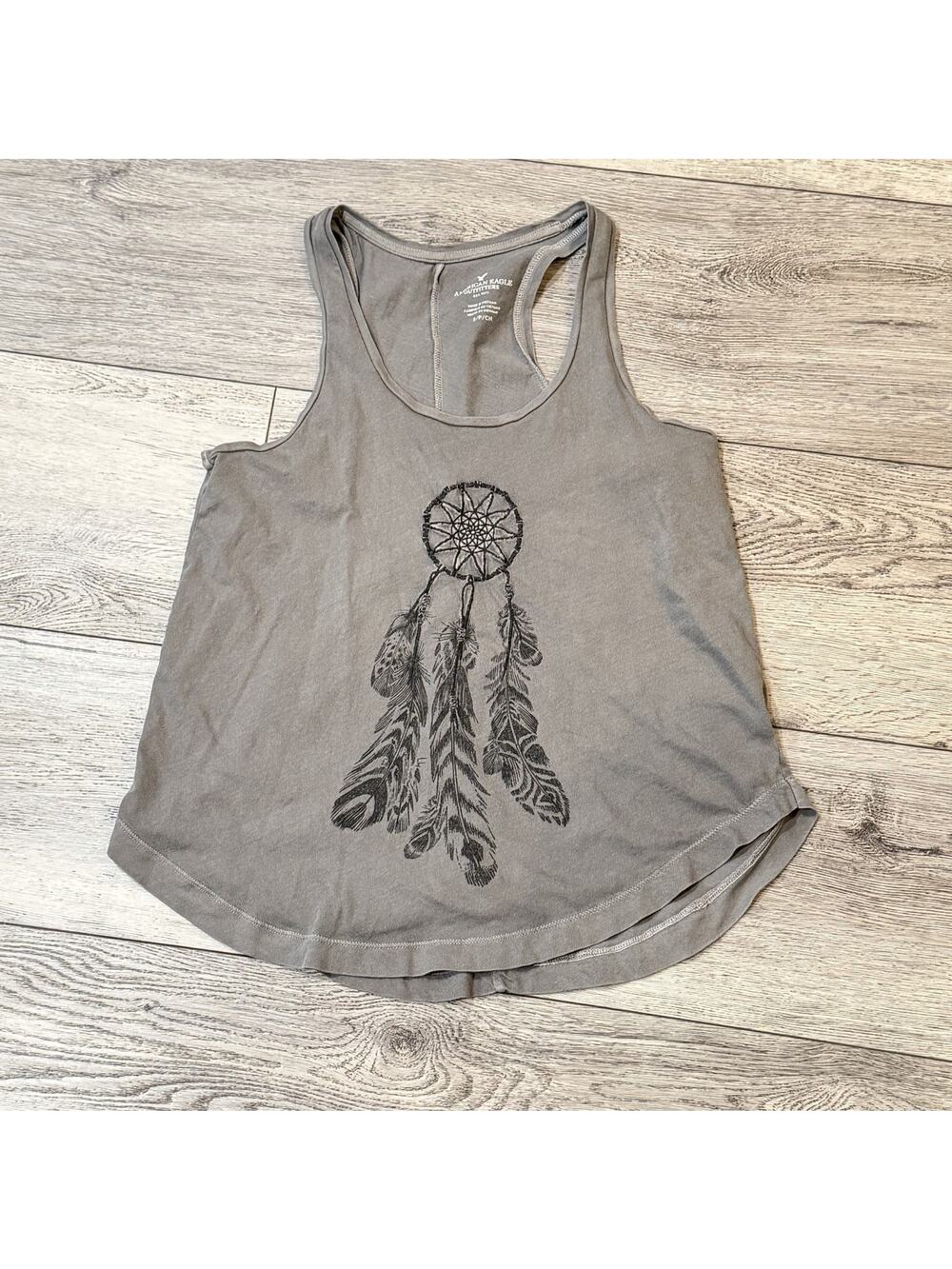 American Eagle Outfitters Womens Small Gray Tank Top Dream Catcher Y2k Retro